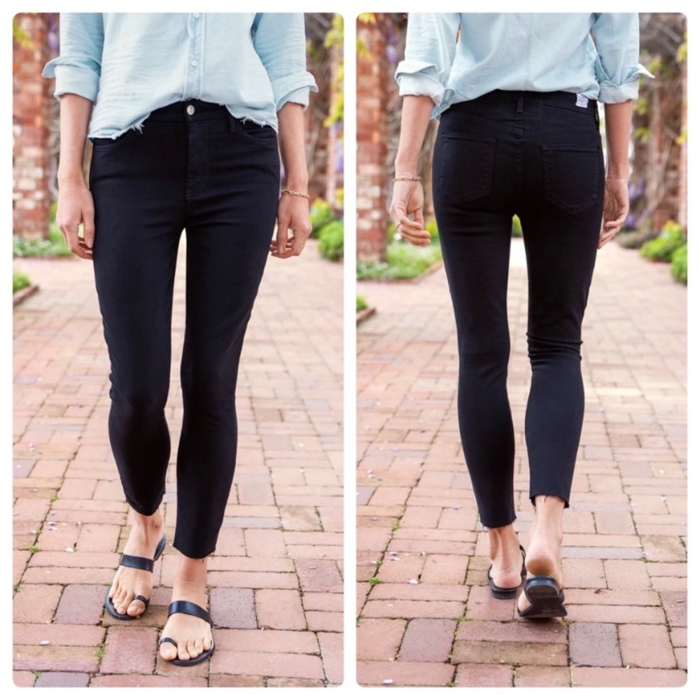 Frank & Eileen Sligo Skinny Jean Italian Performance Denim Jet Black Size 27